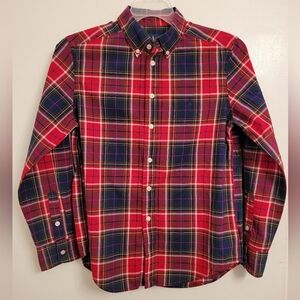 RALPH LAUREN Boys Medium 10/12 classic red plaid button-down long sleeve shirt